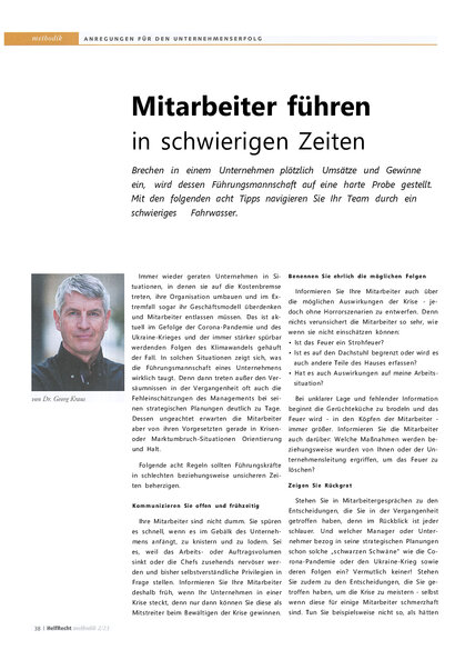 Kriese: Mitarbeiter richtig führen in schweren Zeiten - Artikel