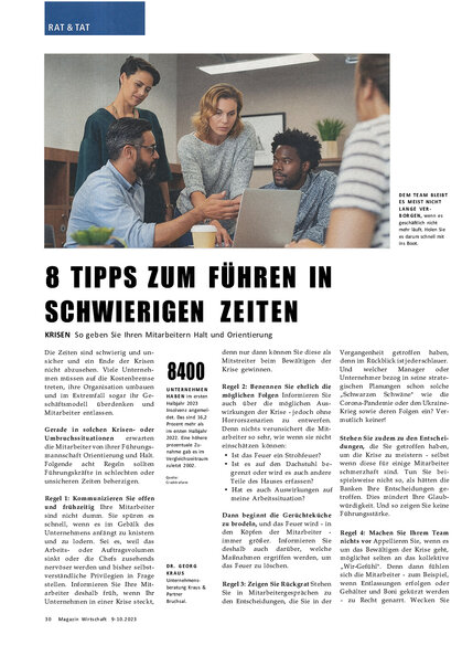 Führen in schweren Zeiten: Kriese. Und der Richtige Umgang: Artikel.