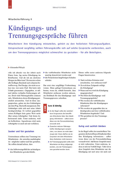 Artikel Richtig Kündigungsgespräche führen. Mitarbeiter richtig Kündigen