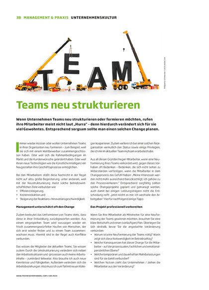 Presse Artikel: Teams Umstrukturieren; Change Prozess