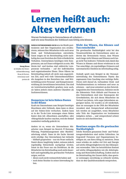 Cover: Lernen heißt auch altes Verlernen: Unternehmens Umstrukturierung Mittarbeiter umlernen Beratung