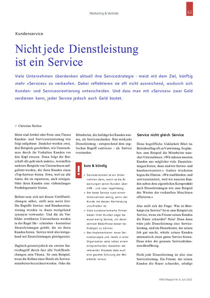 Cover: "Nicht jede Dienstleistung ist ein Service"