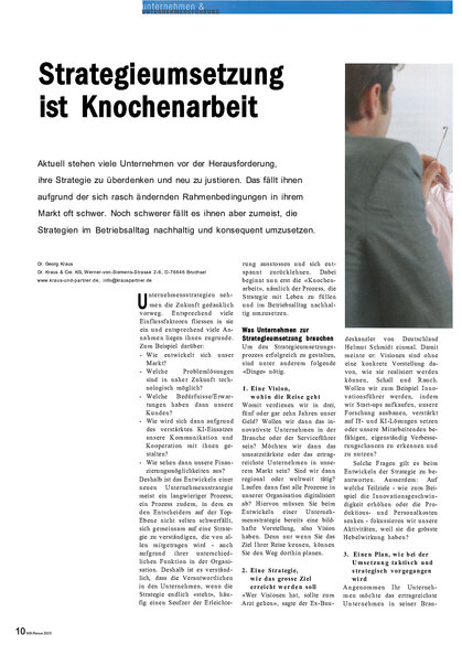 Cover: "Strategieumsetzung ist Knochenarbeit"