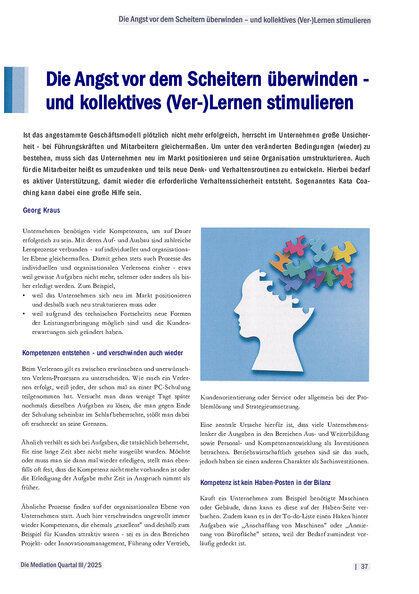 Cover: Die Angst vor dem Scheitern überwinden - und kollektives (Ver-)Lernen stimulieren