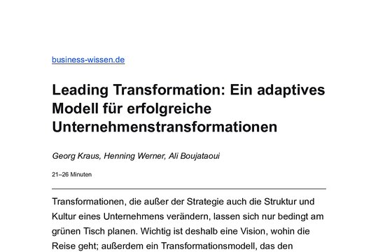 PDF Cover Image: "Leading Transformation: Ein adaptives Modell für erfolgreiche Unternehmenstransformationen"