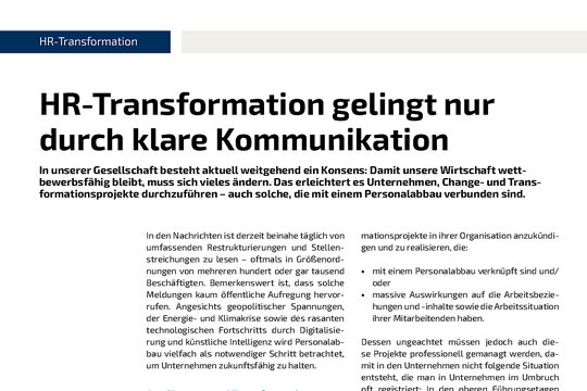 PDF Cover HR-Tranformation durch Kommunikation