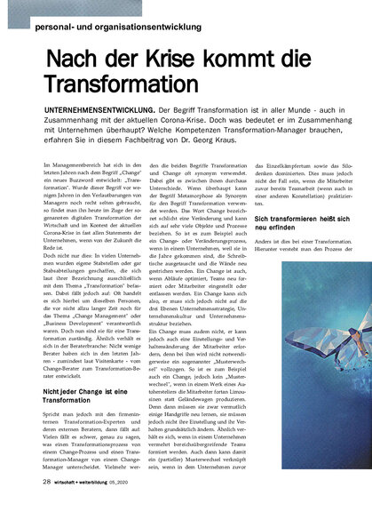 Krise Covid Transformation | Kraus & Partner - Transformation Experts